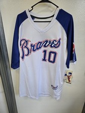 NEW!  Chipper Jones 1974 Atlanta Braves Home Majestic Authentic Throwback Jersey