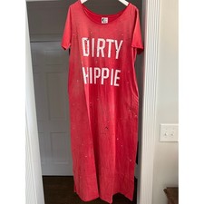 Jaded Gypsy DIRTY HIPPIE Tee Dress w Pockets Weathered Red NWT One Size