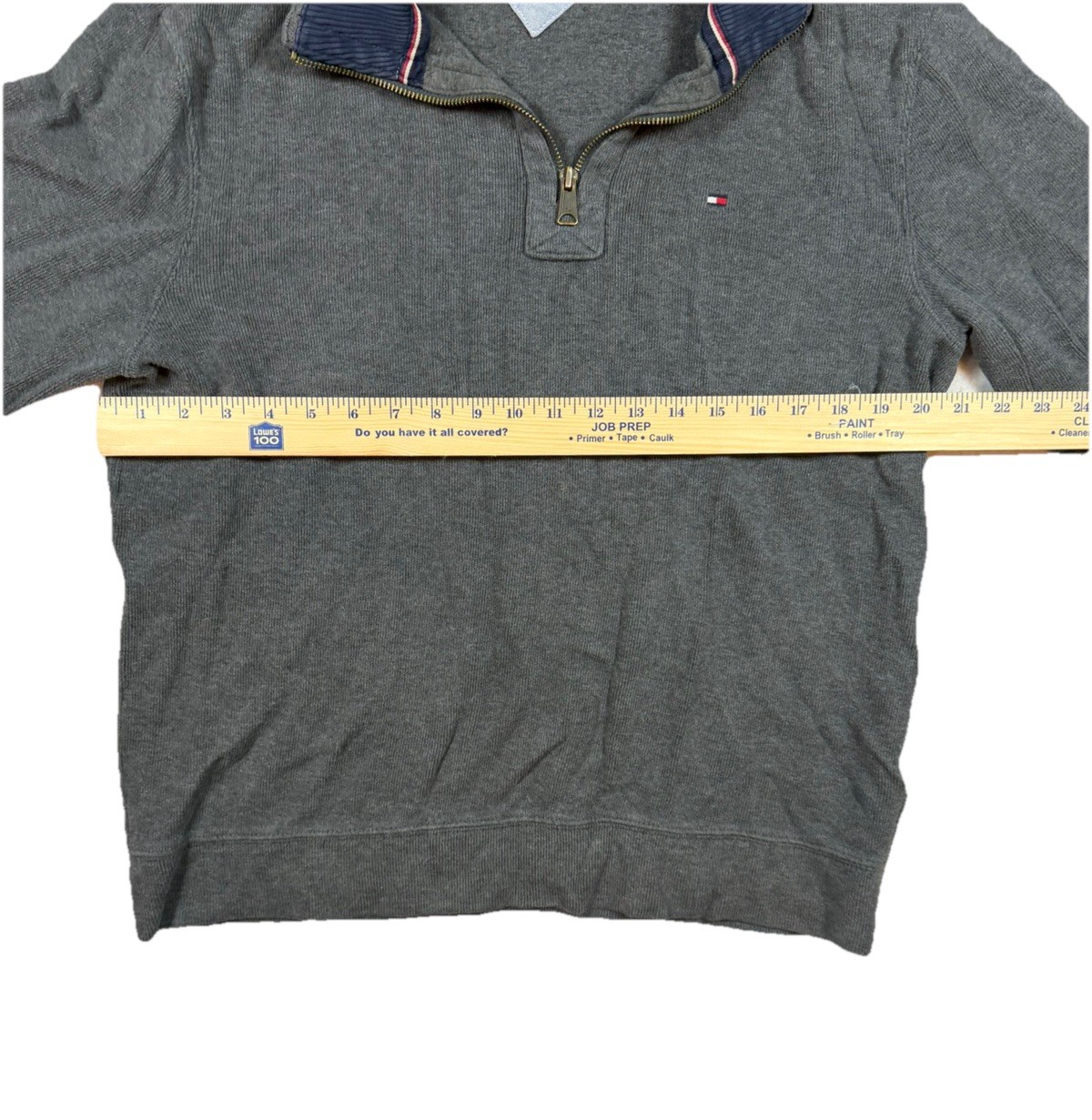 Tommy Hilfiger Men's Size M Gray Essential 1/4 Zip 100percent Cotton Pullover Sweater image 3