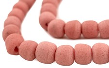 Opaque Pink Recycled Glass Beads 12-13mm Ghana African Sea Glass Round Handmade