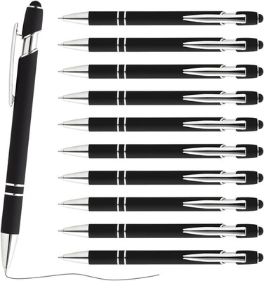 10 Stück Hochwertig Ergonomische Metall Kugelschreiber mit Touchpen, 2 in 1 Kuge