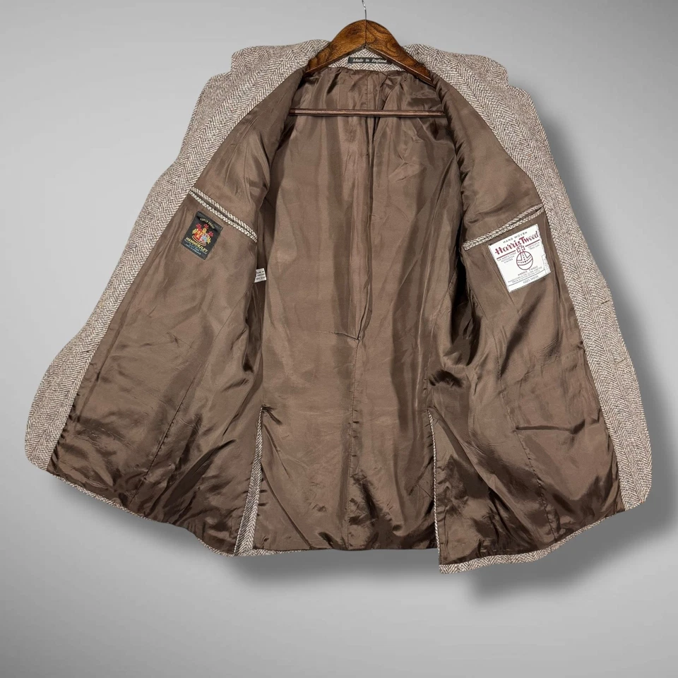 Vintage Hammersley Harris Tweed Blazer Mens 40 Wool Herringbone Jacket England - Image 4 of 4