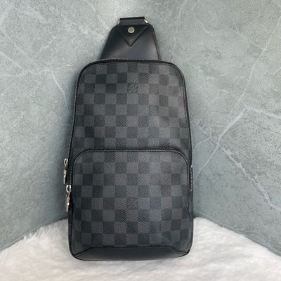 Authentic Louis Vuitton Avenue Sling Bag Damier Graphite Canvas Chest Crossbody