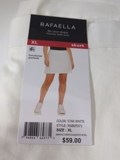 RAFAELLA WOMEN'S STRETCH WHITE SKORT WITH POCKETS SZ XS NWT MSRP 59.00