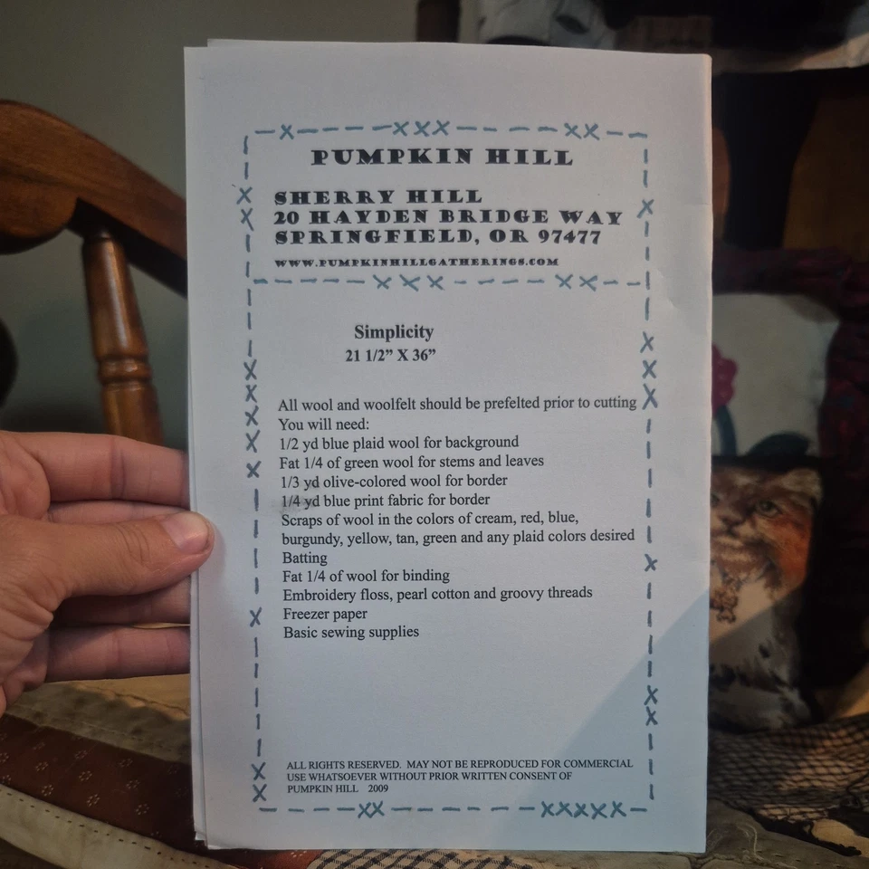 Simplicity Pumpkin Hill 2009 Primitive Quilting Pattern, uncut - Image 3 of 3