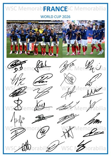 11766. France Men Signed Team Sheets (A4 Prints) CHOOSE A VERSION 1984-2026