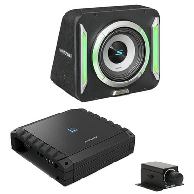 Alpine S2-SB12 & S2-A60M 12'' Subwoofer, RGB Lighting, Amp, Rux Bass Knob Bundle