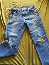 Dickies Carpenter Jeans Mens 34x32 Blue Denim Distressed Relaxed Fit Workwear