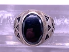 Vtg Wheeler Mfg. of Lemon sterling silver Hematite Stamped Men's Ring size 8.5