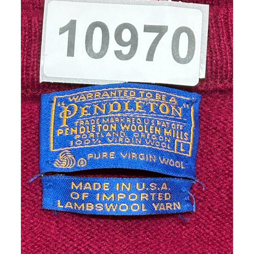 Pendleton Sweater Mens Large Red 100% Virgin Lambswool V Neck Pullover USA - Picture 9 of 9