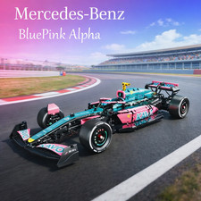 DIY 1:8 Mercedes-Benz BluePink Alpha F1 Race Car - 2312 pieces