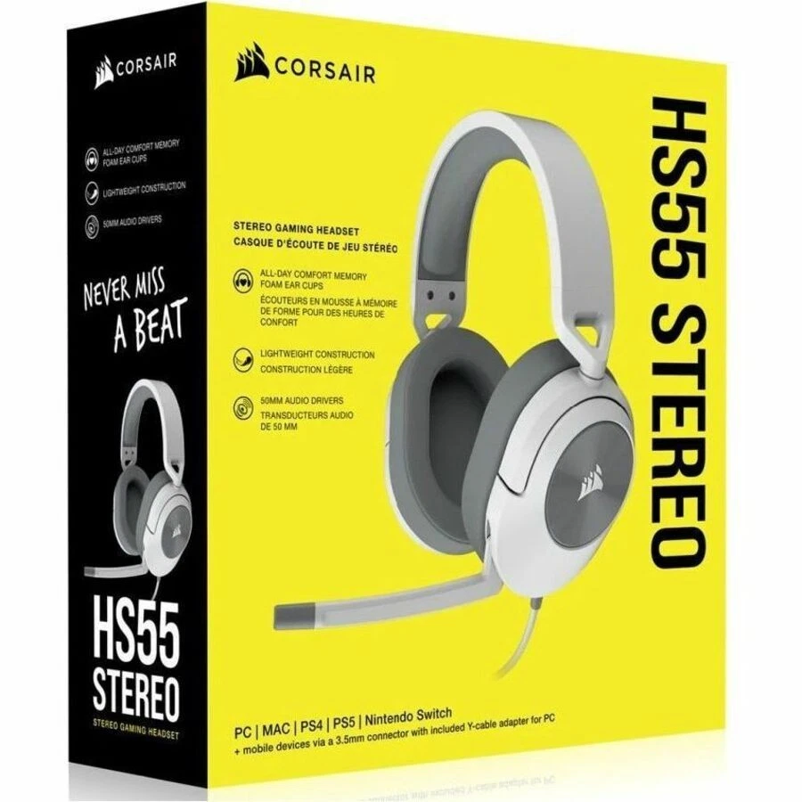 Corsair HS55 STEREO Wired Gaming Headset - White - Image 2 of 4