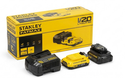 Stanley Starter Kit Akku 18V 2,0Ah + Ladegerät 2A + Adapter SFMCB121D1-QW