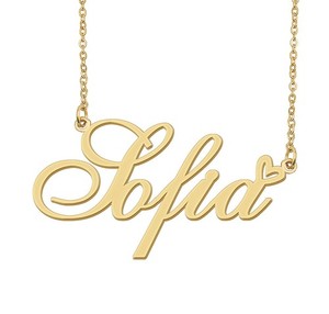 Authentic Sofia Name Necklace Heart Charm Pendant 18k Gold Plated Jewelry