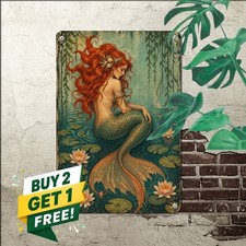 Welcome Coastal Paradise Sea Siren Beach Cottage Entry Metal Sign 8x12