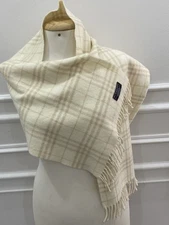 S30#Burberry Cashmere & Wool rectangle Scarf made in England 54/11 Inch