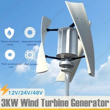 3KW 12-48V 3-Blades Vertical Axis Wind Power Turbine Generator Controller Kit