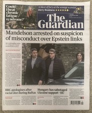 The Guardian 24th February 2026 24/2/26 Peter Mandelson Arrested