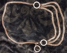 Ladies Goldtone Chain Rhinestone Rings Belt Adjustable