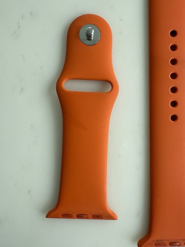 Autentyczny pomarańczowy gumowy pasek Apple Watch Hermes kompatybilny z rozmiarami 44mm 46mm - Zdjęcie 2 z 9