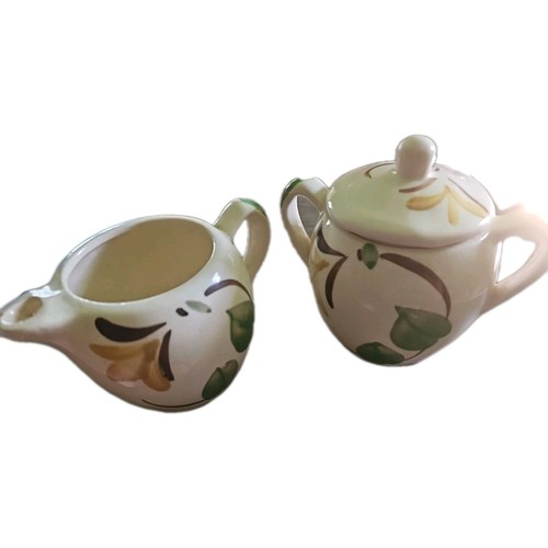 Vintage Hand-painted Sugar Creamer Set Earthenware,pottery like ,floral,heavy - Picture 7 of 7