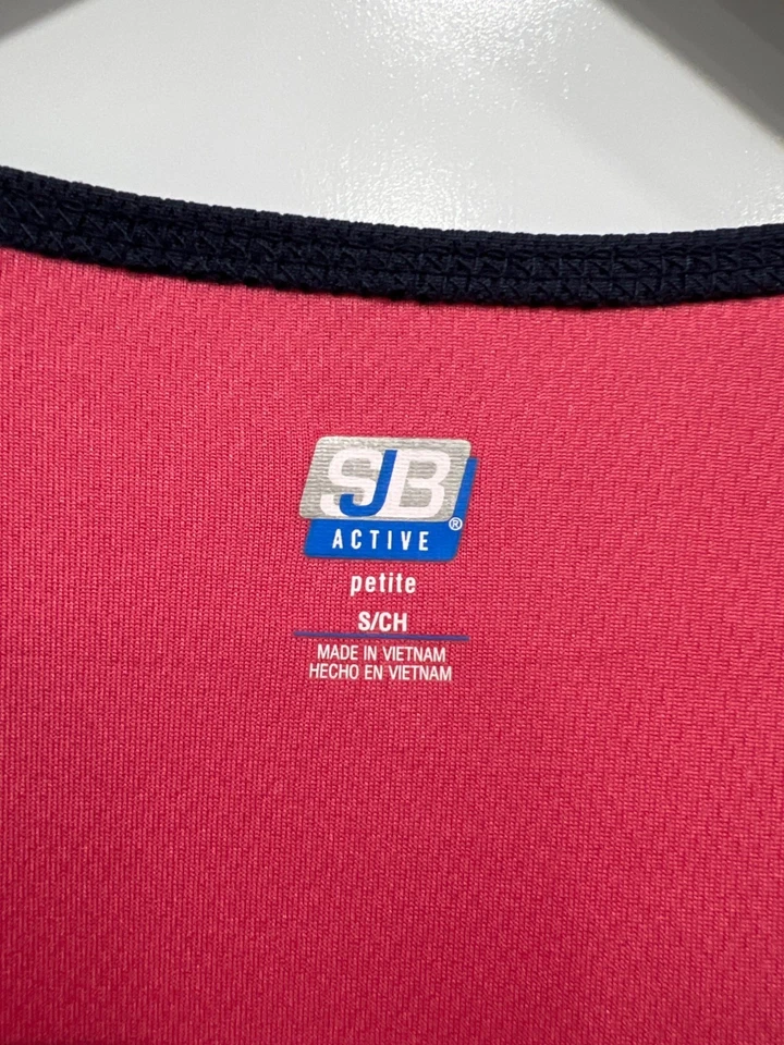 Camisa Atlética Activa SJB Talla Pequeña Bloque de Color Cuello en V Manga Corta Top Gimnasio NUEVA Foto 3 de 4