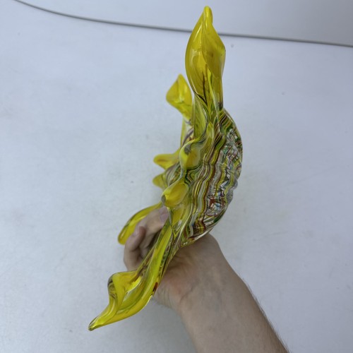 Vintage Murano Art Glass Acid Yellow Sun Burst Bowl MCM Ashtray *Small Chip* - Picture 4 of 16