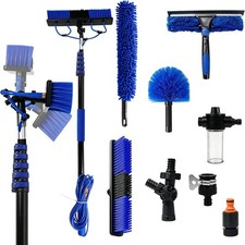       Solar Panel Cleaning Kit 24FT Telescoping Water Fed Pole Brush Squeegee