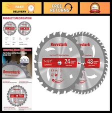 Heavy Duty 5-1/2" Circular Saw Blades 24T & 48T, Carbide Tipped for Wood, Plasti