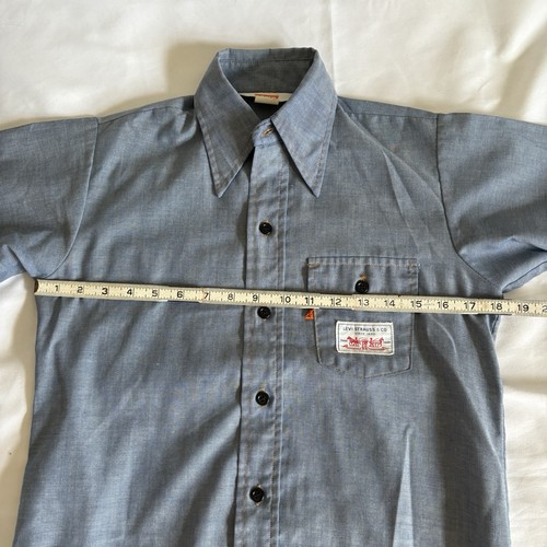 Vintage Levis Chambray Shirt Mens Small Orange Tab Long Sleeve 1970s Rare Wpl423 - Picture 7 of 18