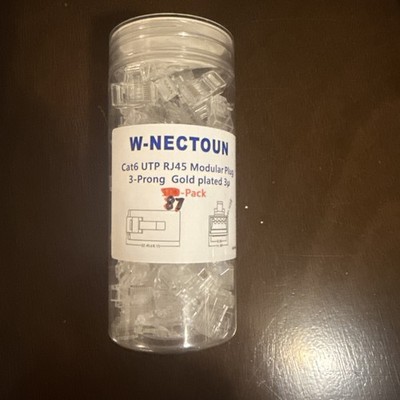 87 EACH,  Cat 6 RJ45 Connectors 3-Prong Gold Plated UTP Modular Plugs
