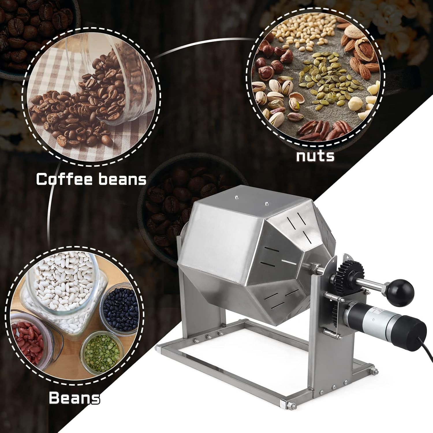 Premium Stainless Steel Coffee Bean Roaster with 3.8L Cooler for Home & Business