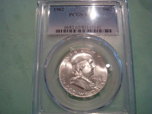 Gorgeous Looking MS65 1962 Franklin Silver Half Dollar PCGS - sharp bell lines