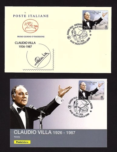 Italy 2026: Claudio Villa - Postcard + FDC
