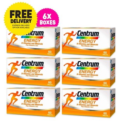 6 X 60's New Centrum Energy B-Vitamins and Minerals + Vitamin C & E Free Ship