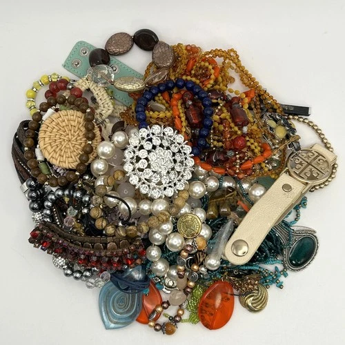 2 lbs Jewelry Lot Vintage to Now Costume Wear Resell Craft Harvest