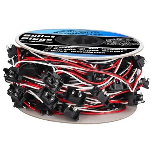 x 3 Wire Plugs, Triple Male Bullet Wire Harness Roll, Right Angle 18 Gauge 100