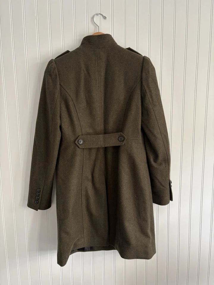 Abrigo militar BANANA REPUBLIC italiano Nova Fides lana Db verde para mujer talla xs Foto 2 de 2