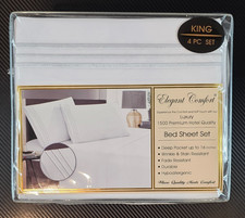Elegant Comfort 1500 Premier Luxury Hotel Quality 4 Pcs Bed Sheet Set King White