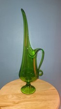 Green LE Smith Pedestal Swung Footed Glass Pi...
