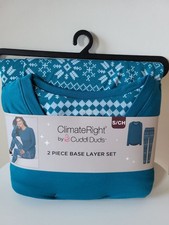 NWT Climate Right Cuddl Duds 2 Pc Base Layer Set Women's S Teal Legging Top