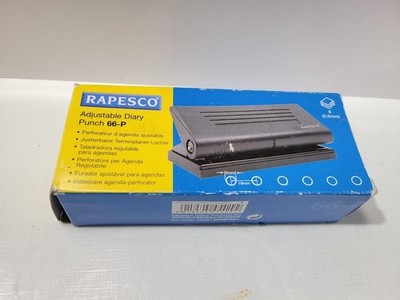 Rapesco 66-P Adjustable Diary Punch 6mm 19mm Black Metal Paper Hole Puncher