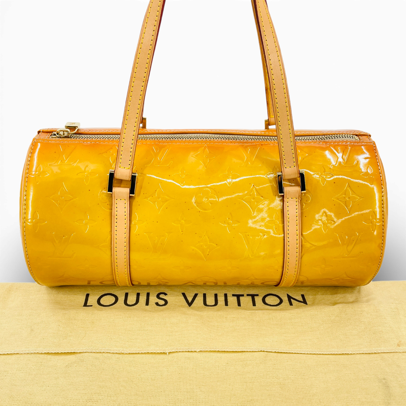 Auth LOUIS VUITTON Monogram Vernis Yellow Bedford M91006 Ladies Handbag KC059