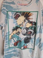 My Hero Academia Tie-Dye T-Shirt Blue Men's XL Deku Vs Bakugu Anime Japan Battle