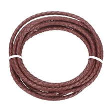 Braided Leather Cord, 4mmx2m Round Faux Leather Bolo String, Wine Red