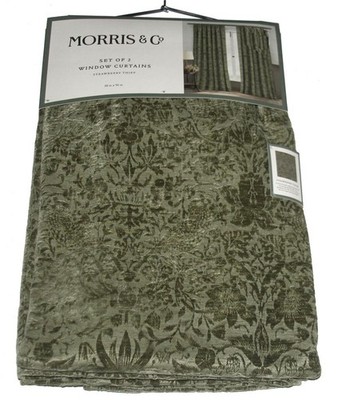 2 Morris & Co. Strawberry Thief Thick Velvet Jacquard Window Panels 38'' ea x 96''