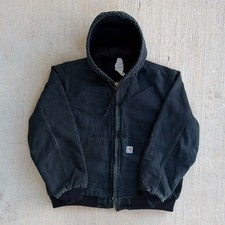 Carhartt J140 black hooded work wear jacket Large
