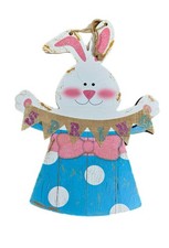 Easter Bunny Spring Hanging Wall Sign Wooden Plaque Decor with Banner C