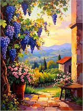 Tile Mural Tuscan Vineyard Italian Landscape Grapes Kitchen Wall Art Backsplash