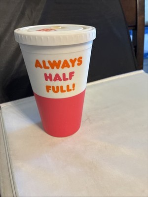2019 Dunkin Donuts ''Always Half Full!'' 16oz Soft Touch Refillable Tumbler Orange